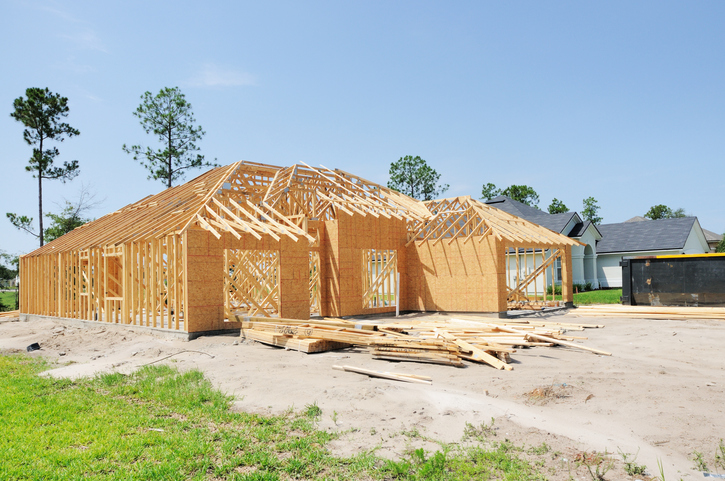 Florida Real Estate Patio Home Under Construction with Framing Lumber